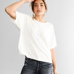 VINCE Linen Blend Slouchy Oversized Boxy Top in White: Women's XS
